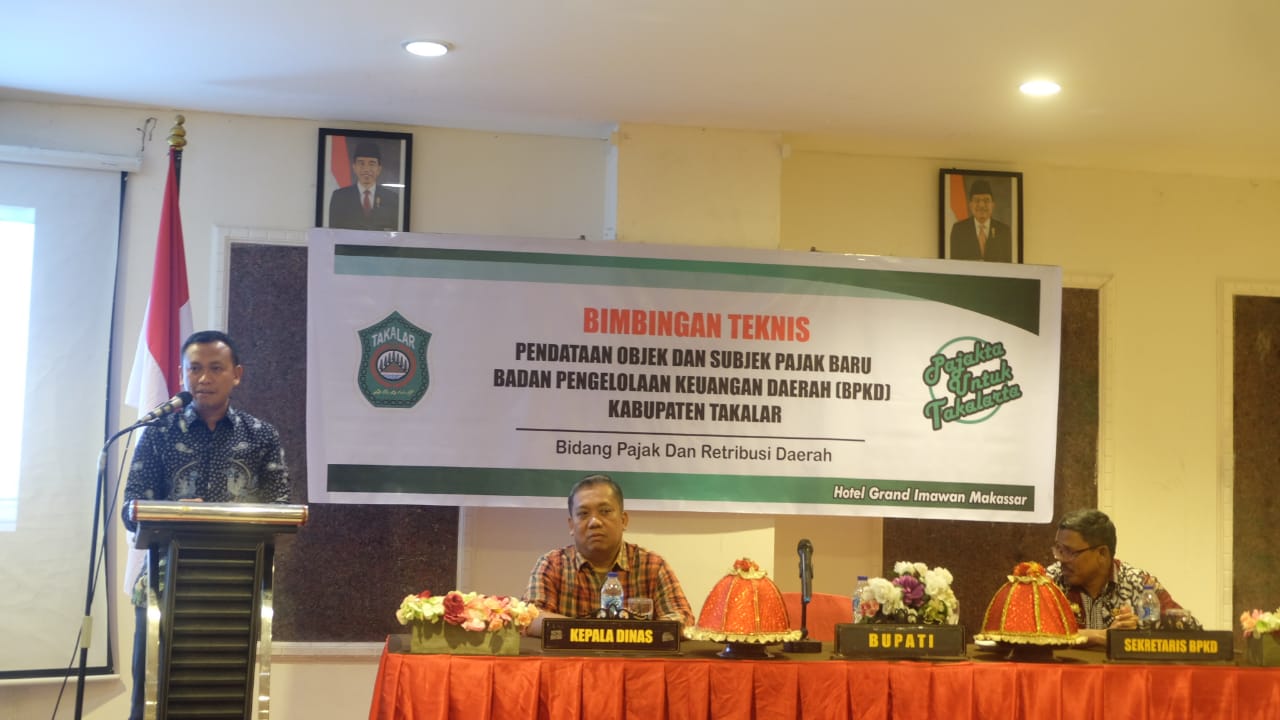 Bupati Takalar Syamsari Kitta, saat memberikan sambutan sekaligus membuka resmi Bimtek Pajak